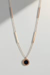 Siyah Taşlı Kadın Kolye Rose Gold