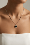 Silver Black Stone Necklace