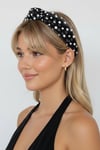 Black Pompom Tulle Knotted Headband