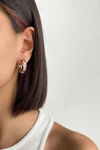 Crystal Hoop Earrings Bronze