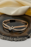 Tokasepeti Knot Detailed Stone Handcuffs Bracelet Bronze