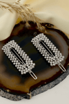 Rhinestone-Embellished Hair Pin Silver (set of two)