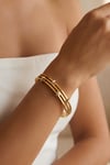 Modern Style Crystal Hinge Gold Bangle