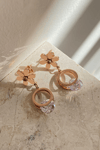 Crystal Daisy Dangle Earrings Bronze