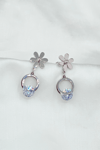 Crystal Daisy Dangle Earrings Silver