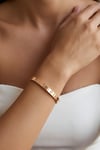 Screw Style Crystal Bronze Bangle Bracelet