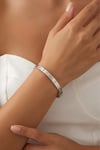 Screw Style Crystal Silver Bangle Bracelet