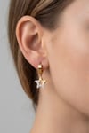 Star Steel Hinged Hoop Earrings Gold