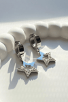 Star Steel Hinged Hoop Earrings Silver