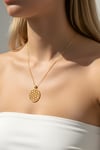 Çiçekli Gold Çelik Zincir Kolye