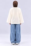 Kadın Beyaz Çiçek Baskılı Oysho Kumaş Oversize Tunik