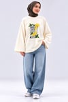 Kadın Beyaz Limonata Baskılı Oysho Kumaş Oversize Tunik