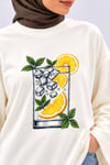 Kadın Beyaz Limonata Baskılı Oysho Kumaş Oversize Tunik