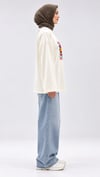 Kadın Beyaz Raspberries Baskılı Oysho Kumaş Oversize Tunik