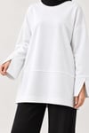 Kadın Beyaz Yanı Ve Kolu Yırtmaçlı Oysho Kumaş Sweatshirt