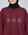 Kadın Bordo Taş İşlemeli Yırtmaçlı Oversize Oysho Tunik
