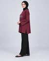 Kadın Bordo Taş İşlemeli Yırtmaçlı Oversize Oysho Tunik