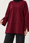 Kadın Bordo Yanı Ve Kolu Yırtmaçlı Oysho Kumaş Sweatshirt