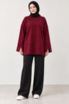 Kadın Bordo Yanı Ve Kolu Yırtmaçlı Oysho Kumaş Sweatshirt