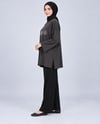 Kadın Füme Taş İşlemeli Yırtmaçlı Oversize Oysho Tunik