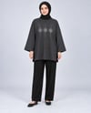 Kadın Füme Taş İşlemeli Yırtmaçlı Oversize Oysho Tunik