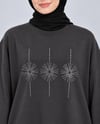 Kadın Füme Taş İşlemeli Yırtmaçlı Oversize Oysho Tunik