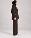 Kadın Kahverengi Çıtçıt Detaylı Yırtmaçlı Oversize Oysho Takım