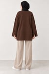 Kadın Kahverengi Yanı Ve Kolu Yırtmaçlı Oysho Kumaş Sweatshirt