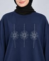 Kadın Lacivert Taş İşlemeli Yırtmaçlı Oversize Oysho Tunik