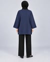 Kadın Lacivert Taş İşlemeli Yırtmaçlı Oversize Oysho Tunik