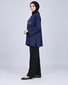 Kadın Lacivert Taş İşlemeli Yırtmaçlı Oversize Oysho Tunik