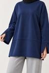 Kadın Lacivert Yanı Ve Kolu Yırtmaçlı Oysho Kumaş Sweatshirt