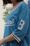Kadın Mavi Baskılı Oversize Tshirt