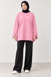 Kadın Pembe Yanı Ve Kolu Yırtmaçlı Oysho Kumaş Sweatshirt