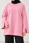 Kadın Pembe Yanı Ve Kolu Yırtmaçlı Oysho Kumaş Sweatshirt