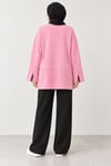 Kadın Pembe Yanı Ve Kolu Yırtmaçlı Oysho Kumaş Sweatshirt
