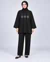 Kadın Siyah Taş İşlemeli Yırtmaçlı Oversize Oysho Tunik