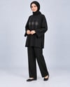 Kadın Siyah Taş İşlemeli Yırtmaçlı Oversize Oysho Tunik