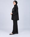 Kadın Siyah Taş İşlemeli Yırtmaçlı Oversize Oysho Tunik