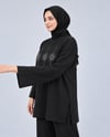 Kadın Siyah Taş İşlemeli Yırtmaçlı Oversize Oysho Tunik