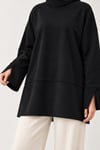 Kadın Siyah Yanı Ve Kolu Yırtmaçlı Oysho Kumaş Sweatshirt