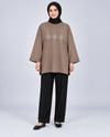 Kadın Vizon Taş İşlemeli Yırtmaçlı Oversize Oysho Tunik