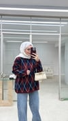 Baklava Desenli Triko Kazak Bordo