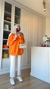 Basic Kapüşonlu Sweatshirt Turuncu