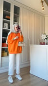 Basic Kapüşonlu Sweatshirt Turuncu