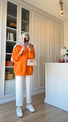Basic Kapüşonlu Sweatshirt Turuncu