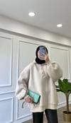 Bej - Polo Yaka Sweatshirt