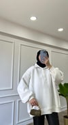 Beyaz - Polo Yaka Sweatshirt