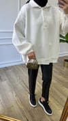 Beyaz - Polo Yaka Sweatshirt