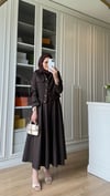 Ceketli Denim Elbise Acı Kahve